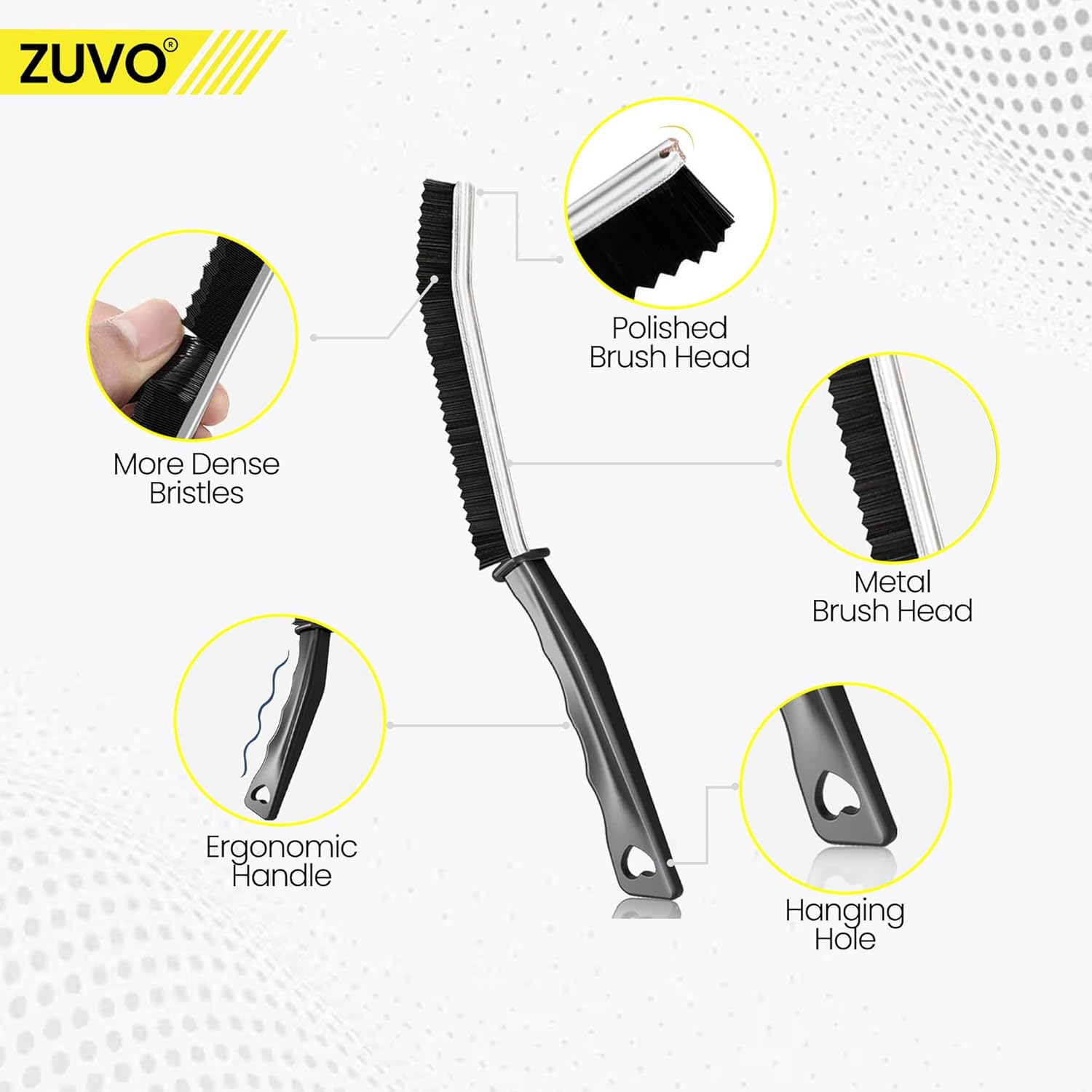 Zuvo Crevice Cleaning Brush 2-Pack XL Gap & Grout Cleaner