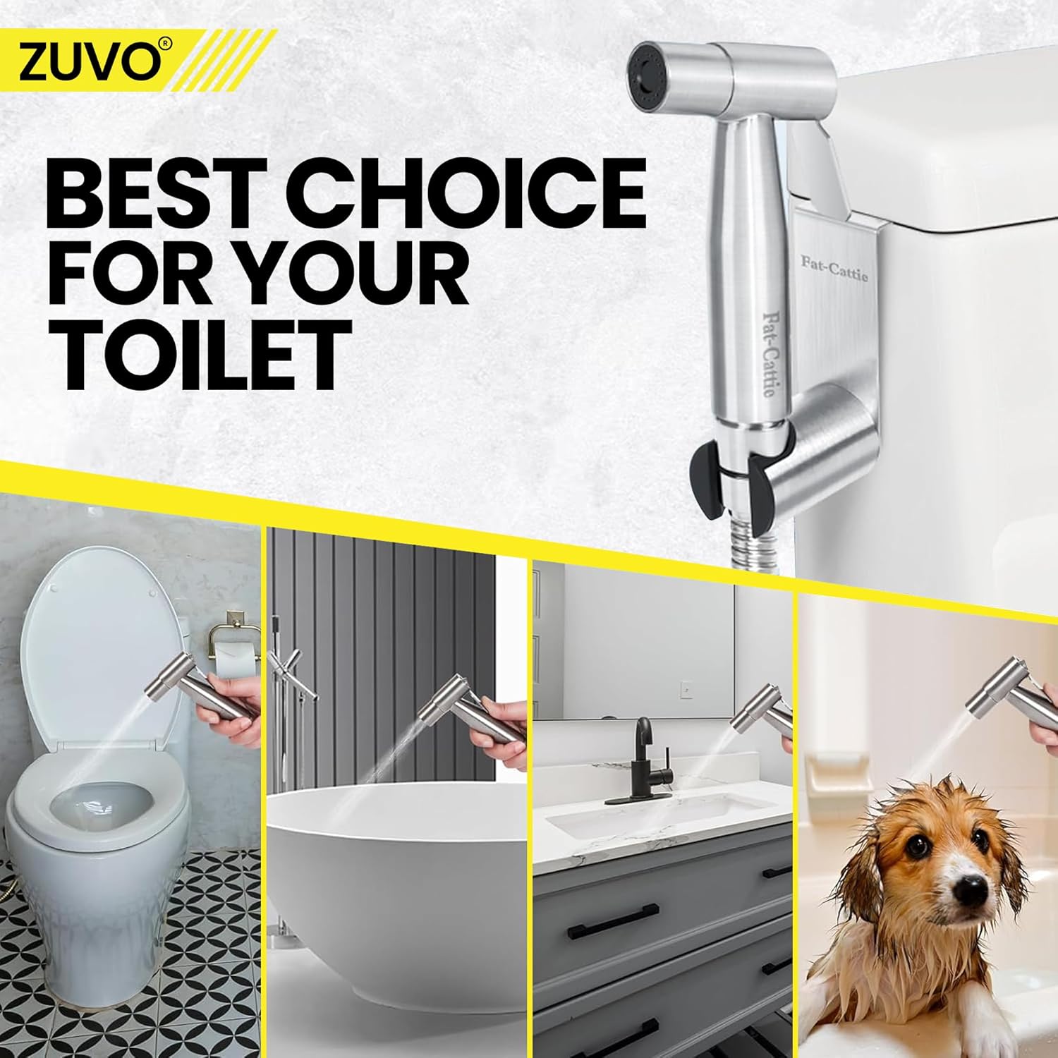 Zuvo 304 Stainless Steel Handheld Bidet Sprayer 1.5M Hose