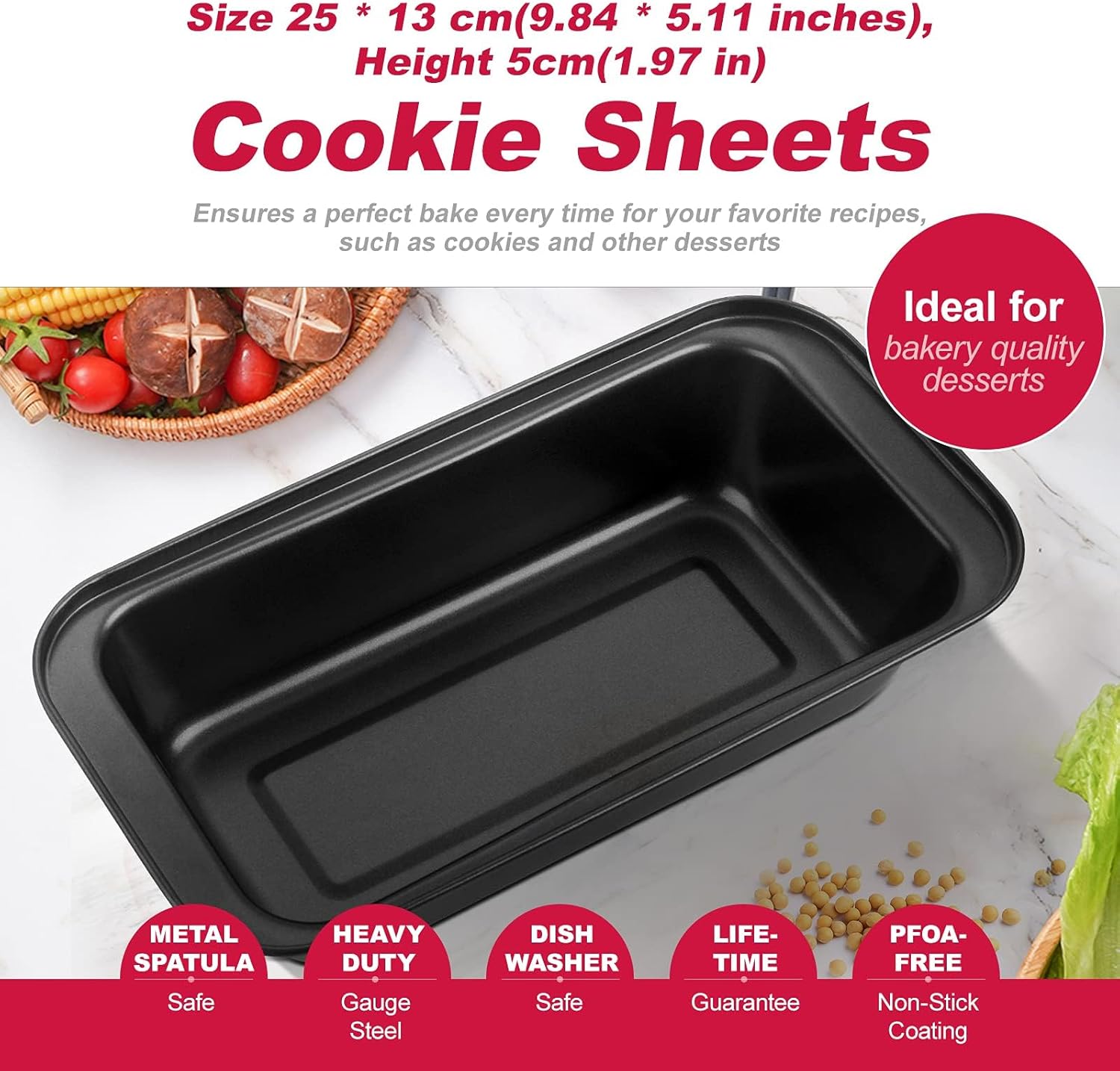Zuvo 5 Piece Non Stick Bakeware Set Trays Pans for Oven and Microwave
