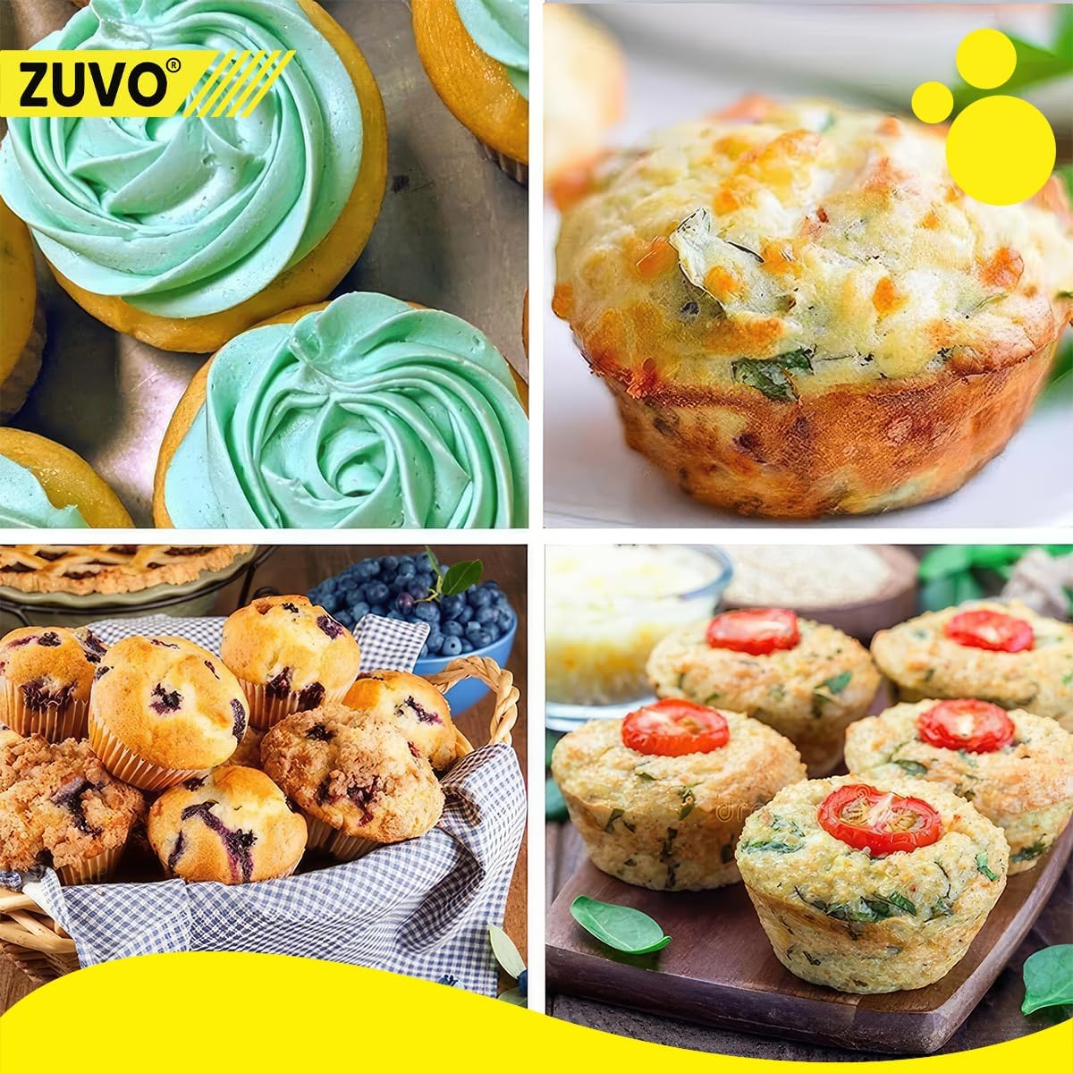 Zuvo Silicone Muffin Tray 12 Cup Non Stick Black Baking Mould 23x31cm