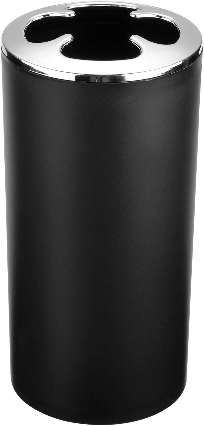 Bathroom Accessories Set 6 Piece – Black Bin, Brush, Dispenser & Holders
