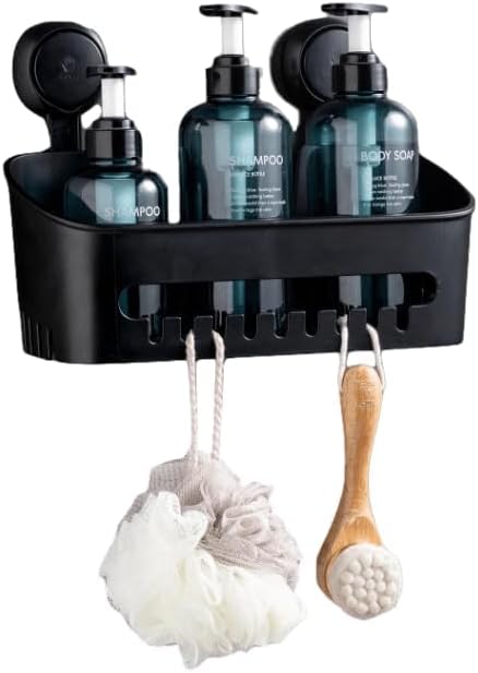 Zuvo No-Drill Suction Cup Shower Caddy Basket – Black
