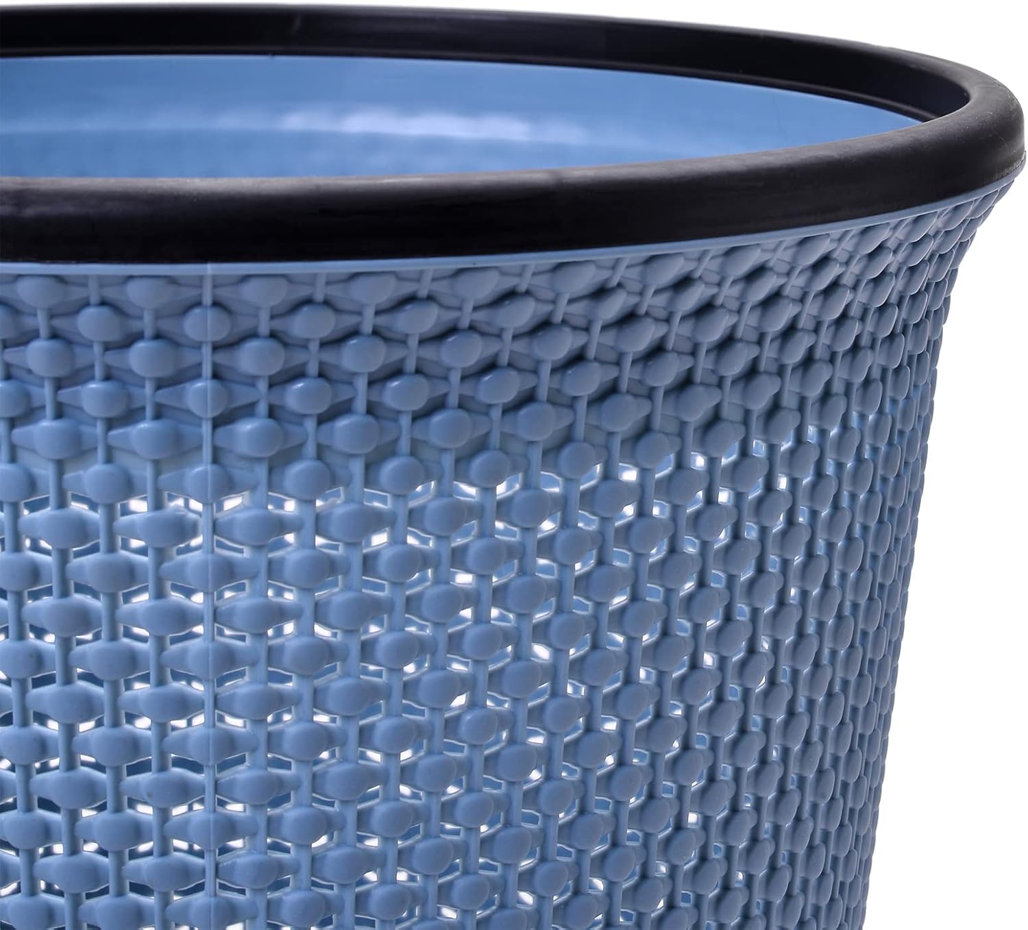 Zuvo Plastic Trash Paper Bin Cylindrical Open Top Design, Blue