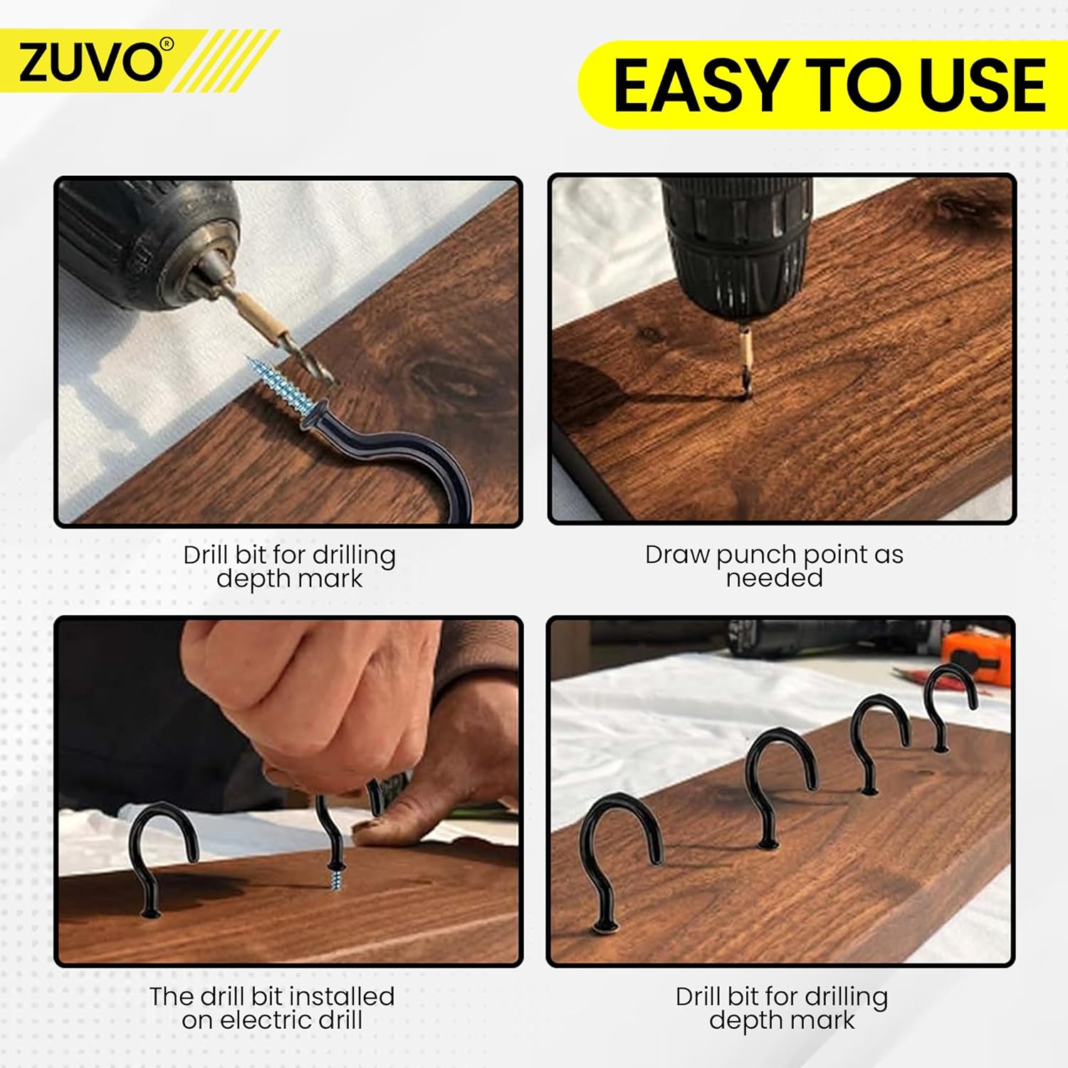 Zuvo 36pcs Metal Ceiling Hooks 1.8in Vinyl Coated Screw in Cup Hooks
