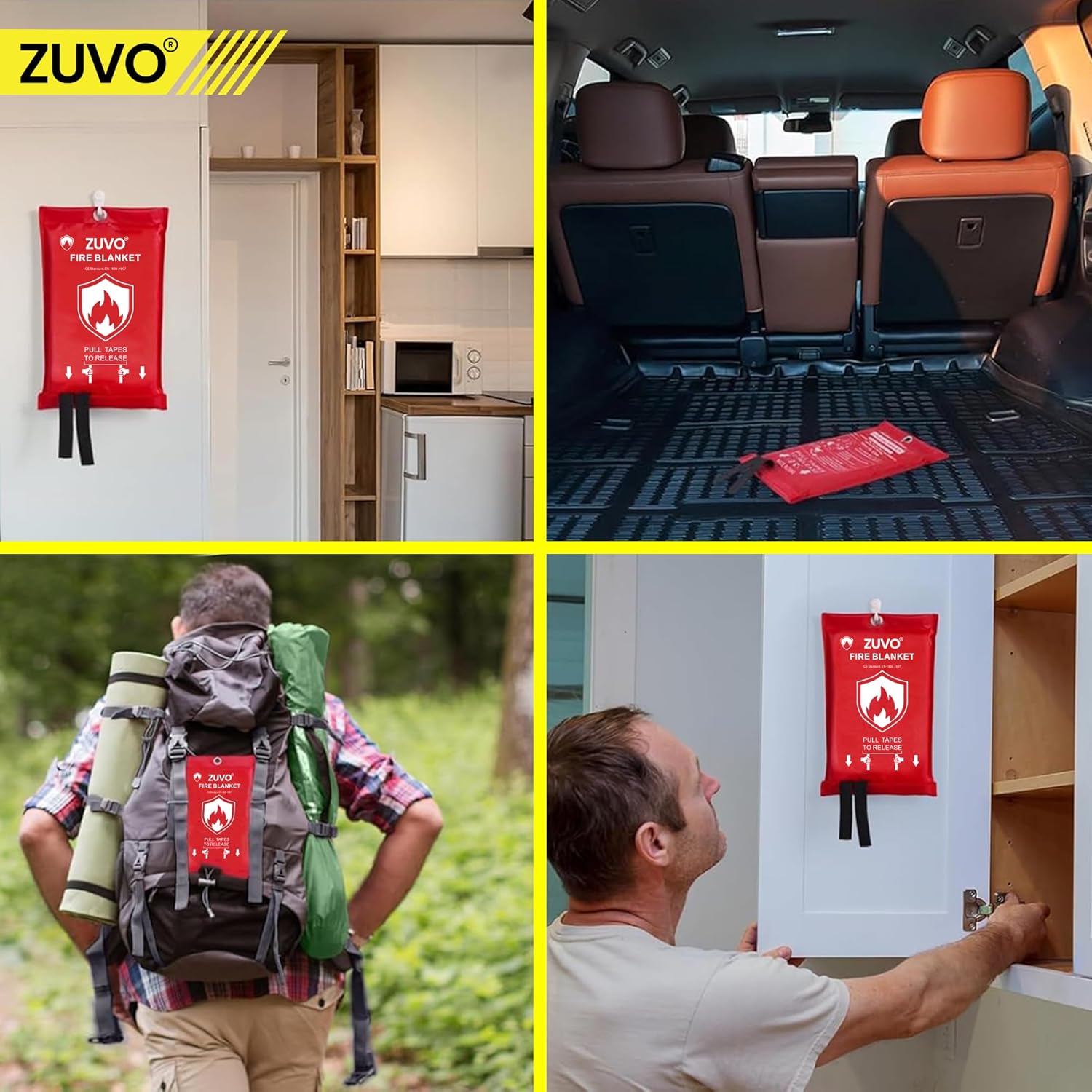 Zuvo Fire Blanket Certified Compact Emergency Safety for Home Kitchen