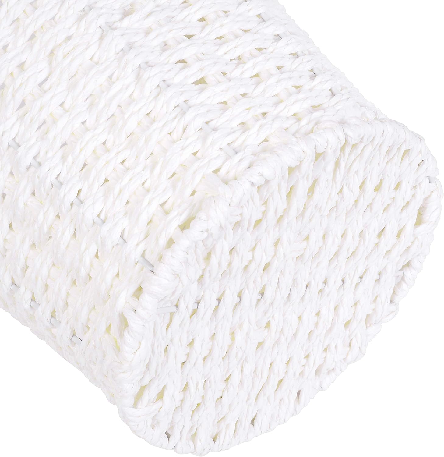 Zuvo Round Wicker Waste Paper Bin White Rubbish Basket