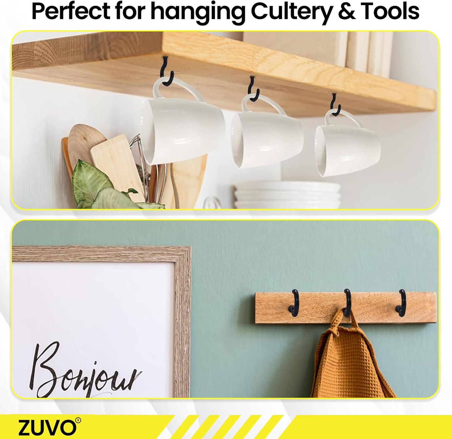 Zuvo 36pcs Metal Ceiling Hooks 1.8in Vinyl Coated Screw in Cup Hooks