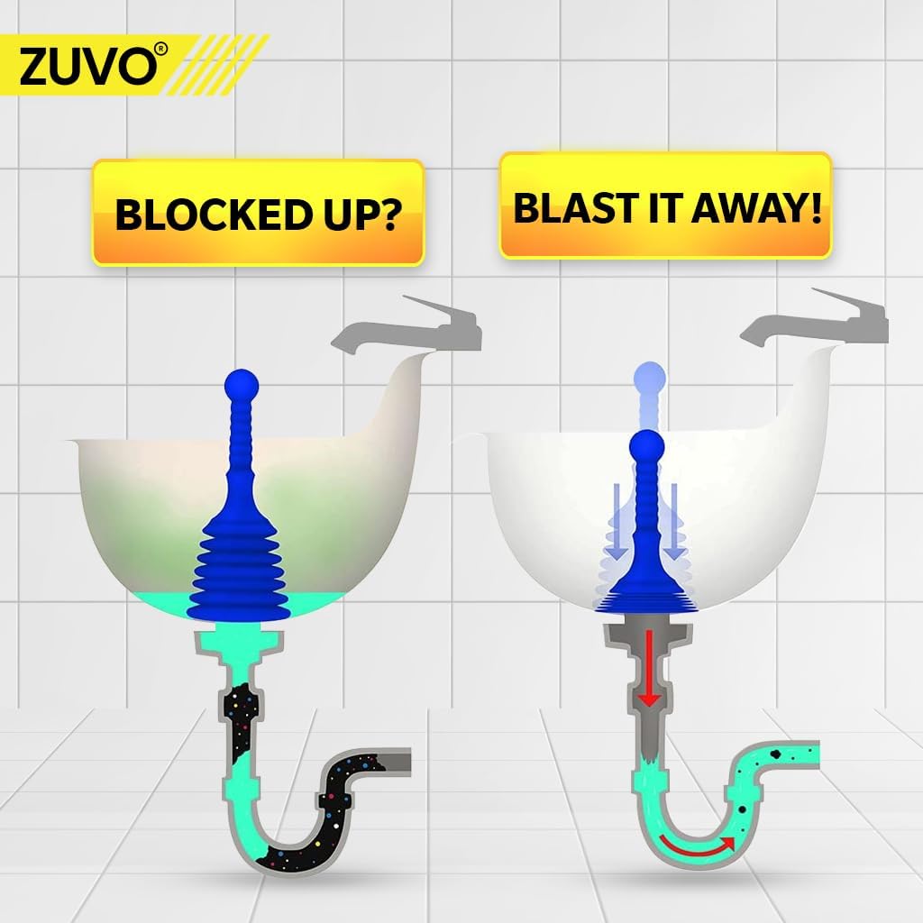 Zuvo Blue AirPush Plunger Kitchen, Bathroom & Shower