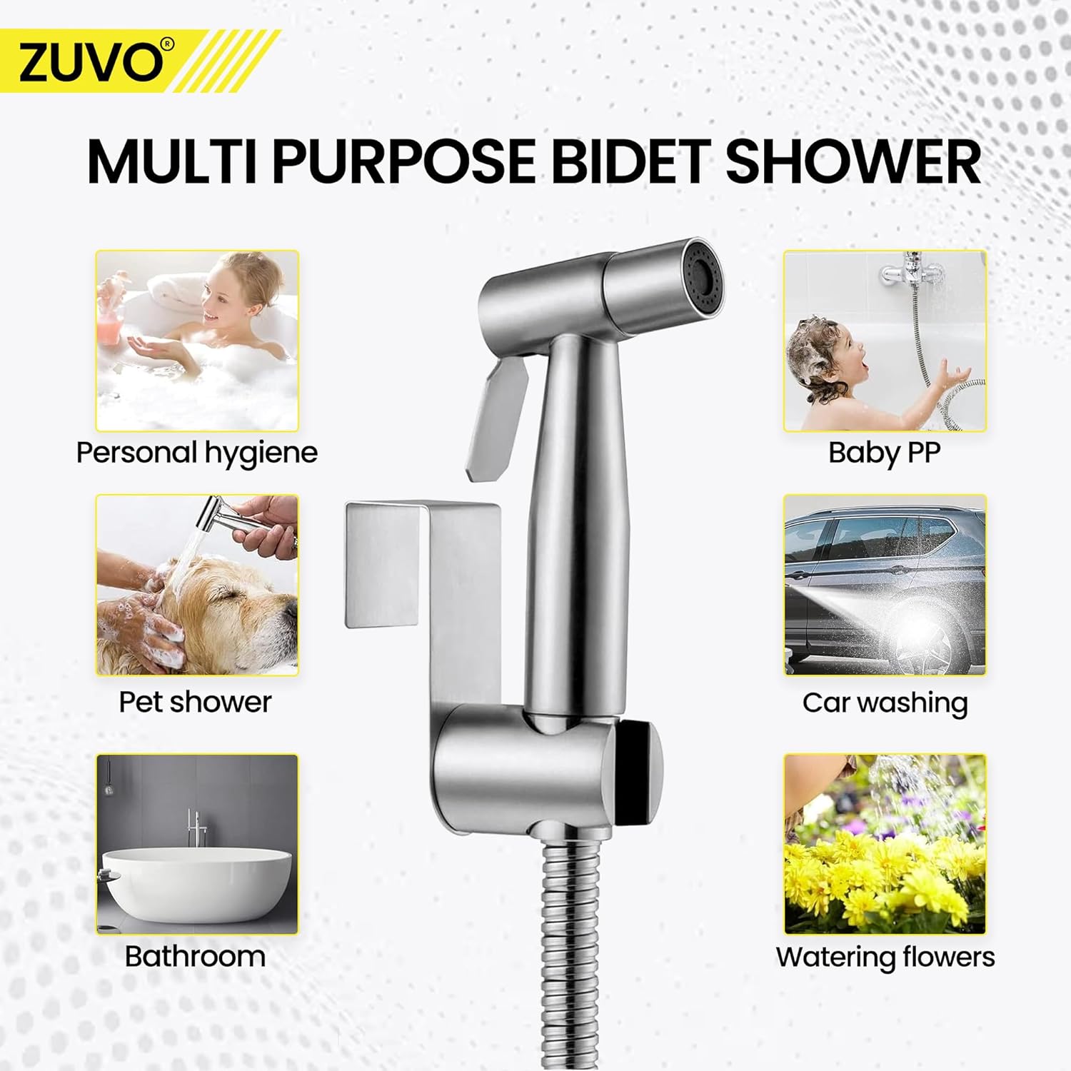 Zuvo 304 Stainless Steel Handheld Bidet Sprayer 1.5M Hose