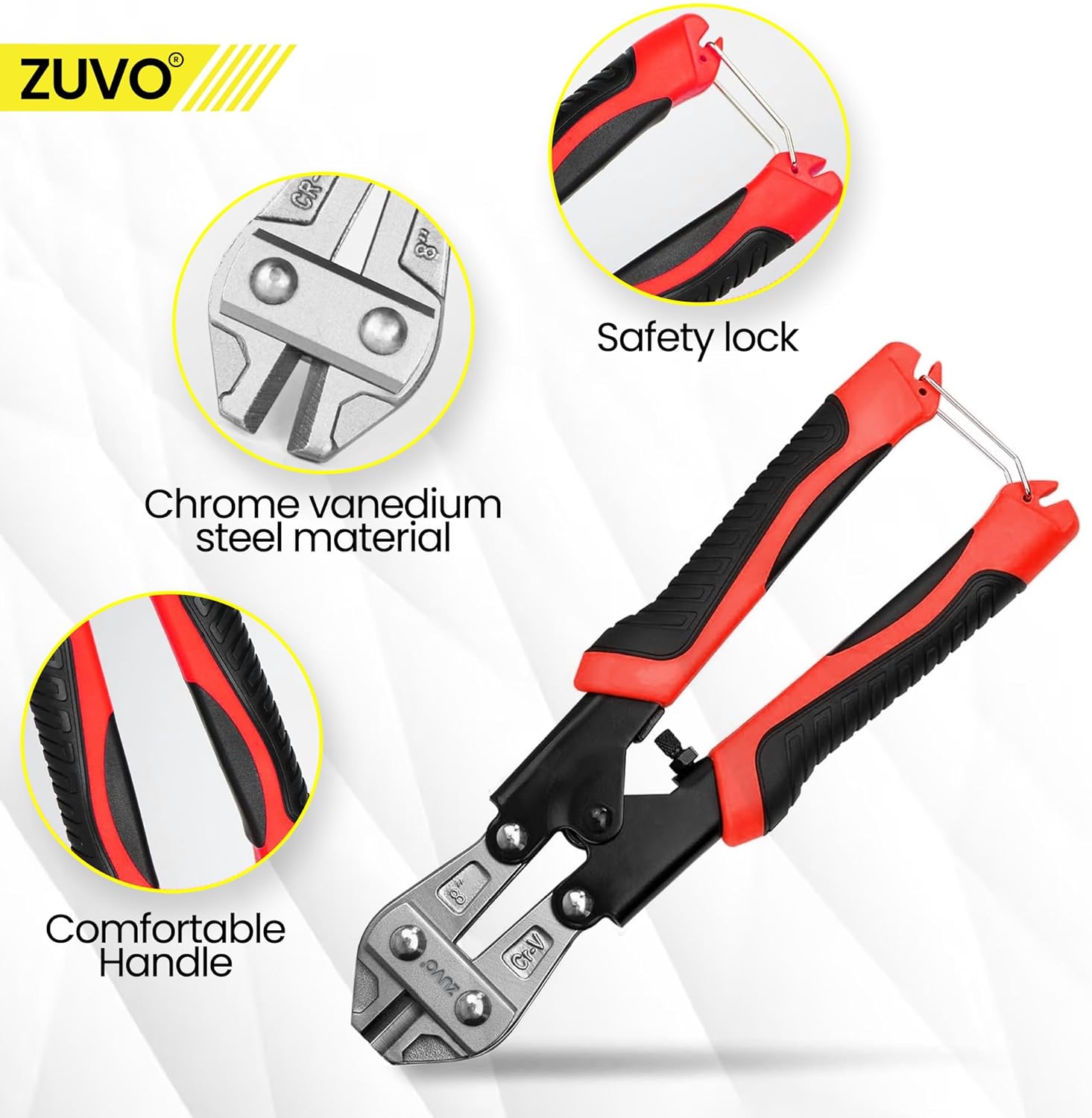 Zuvo 8in Heavy Duty Bolt Cutter Professional Cable and Wire Cutting Tool