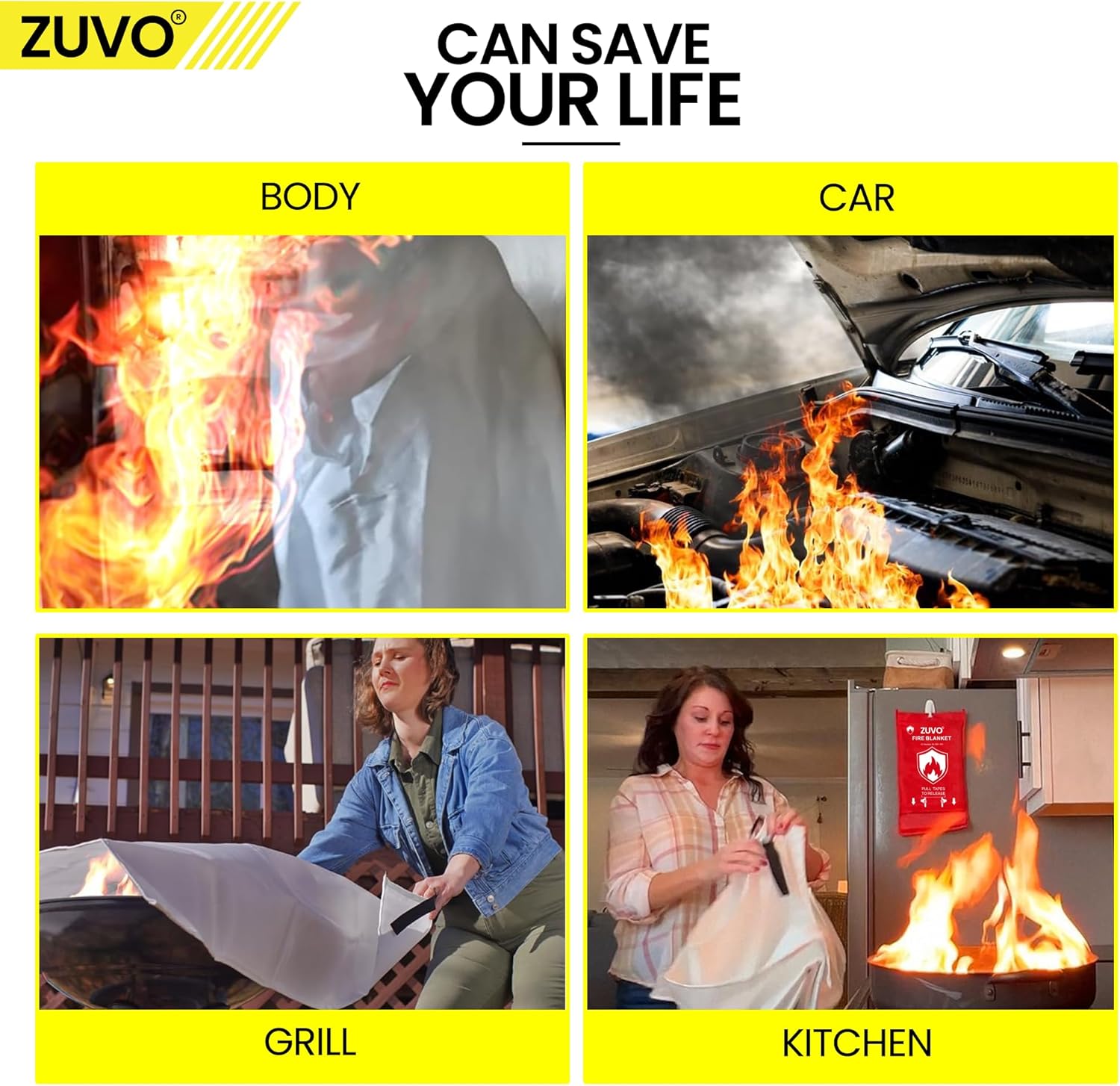 Zuvo Fire Blanket Certified Compact Emergency Safety for Home Kitchen