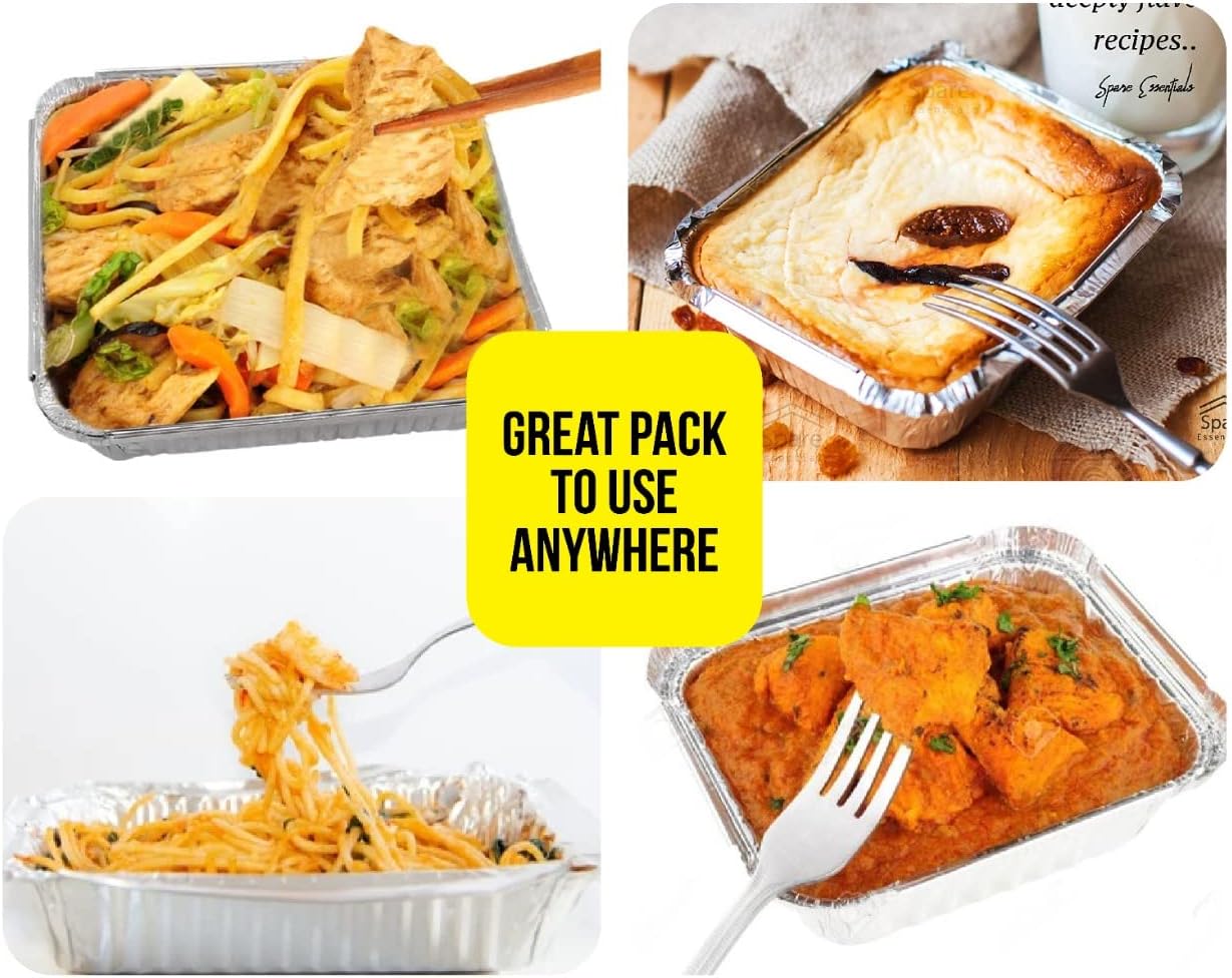 Zuvo 20 Pack Deep Aluminium Foil Trays with Paper Lids 22x22x8cm