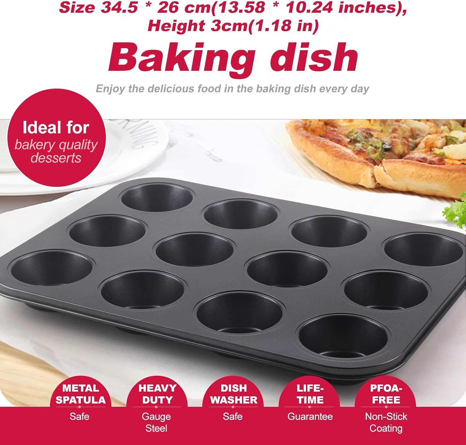 Zuvo 5 Piece Non Stick Bakeware Set Trays Pans for Oven and Microwave