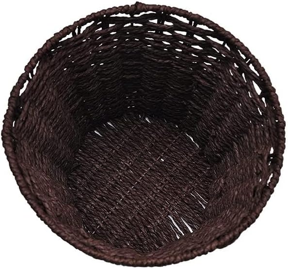 Zuvo Round Wicker Waste Paper Bin 25cm Rubbish Basket,Brown