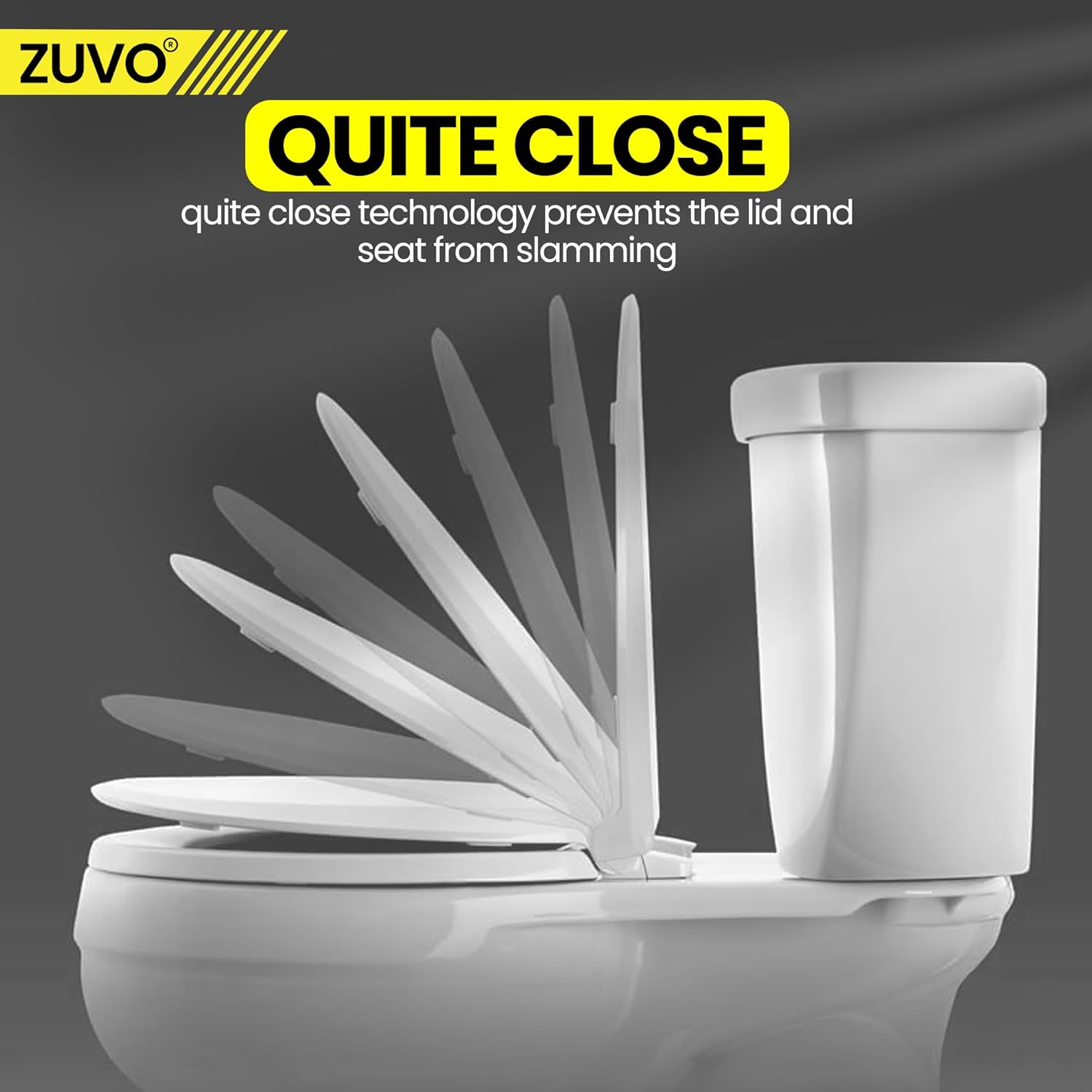 Zuvo Soft-Close O-Shape Toilet Seat Quick Release, White
