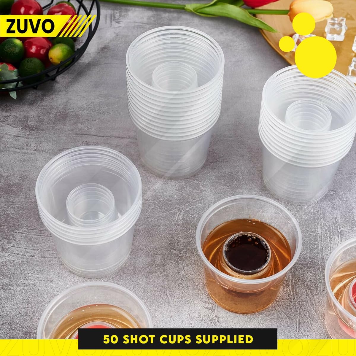 Pack of 50 Clear Plastic Shot Glasses 30ml for Jager Bomb and Parties