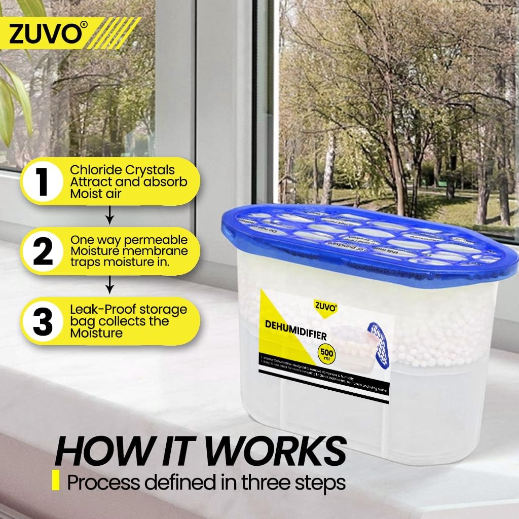 Zuvo Dehumidifier 500ml 10 Pack Disposable Moisture Absorber Damp Trap