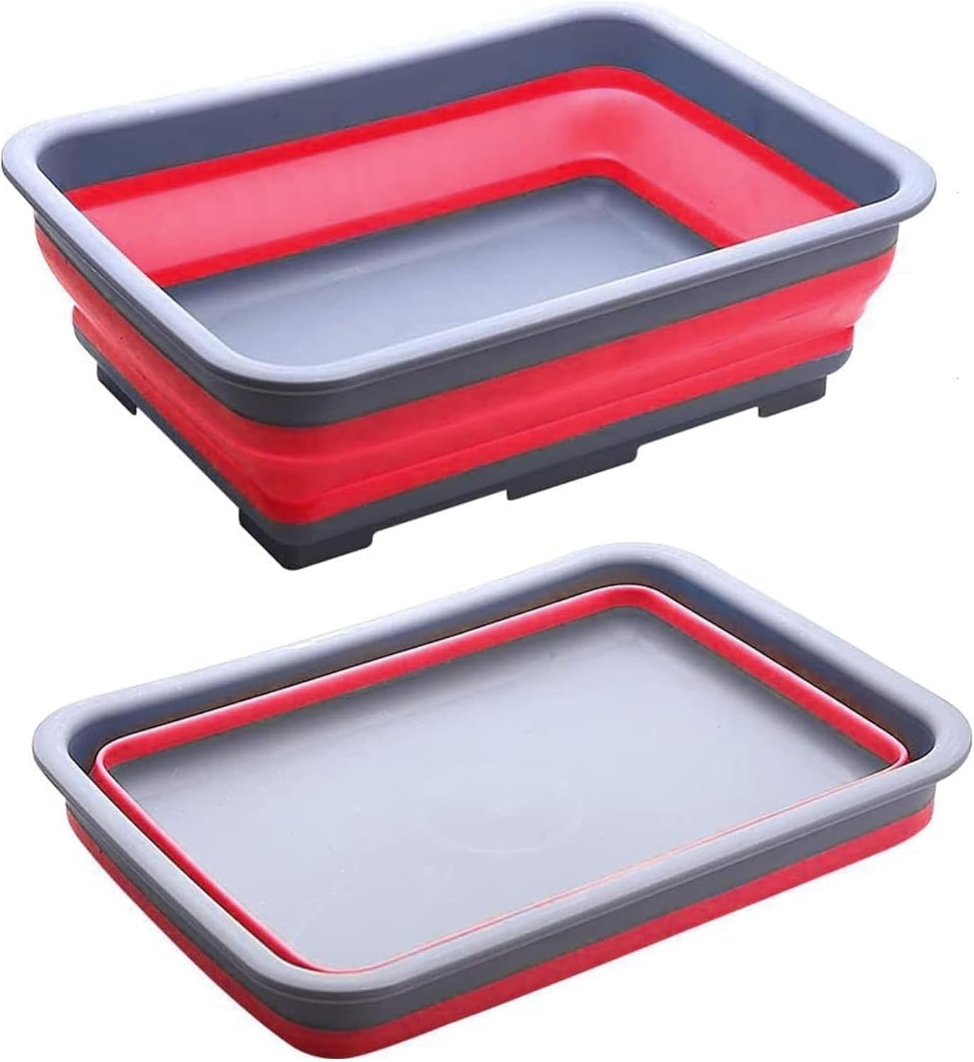 Zuvo Collapsible Washing Up Bowl 10L Foldable Sink Basin Red Grey