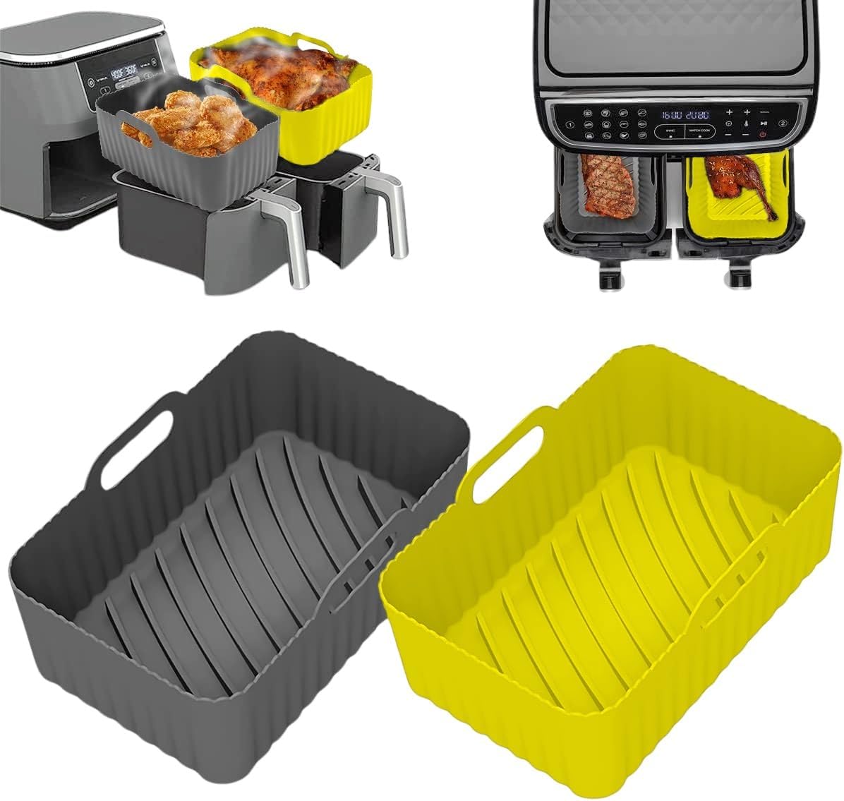 Zuvo Square Silicone Air Fryer Liners Pack of 2 Reusable Baking Mats