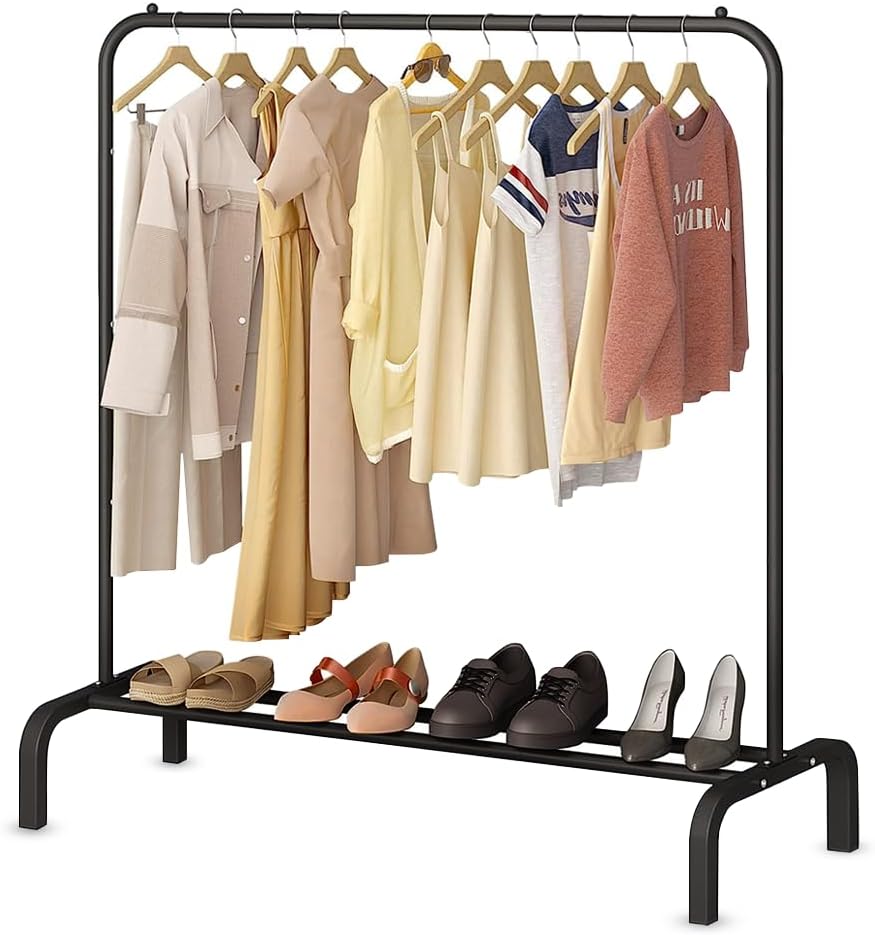 Zuvo Clothes Rail Black 146x110x40cm Heavy Duty Rack with Bottom Shelf