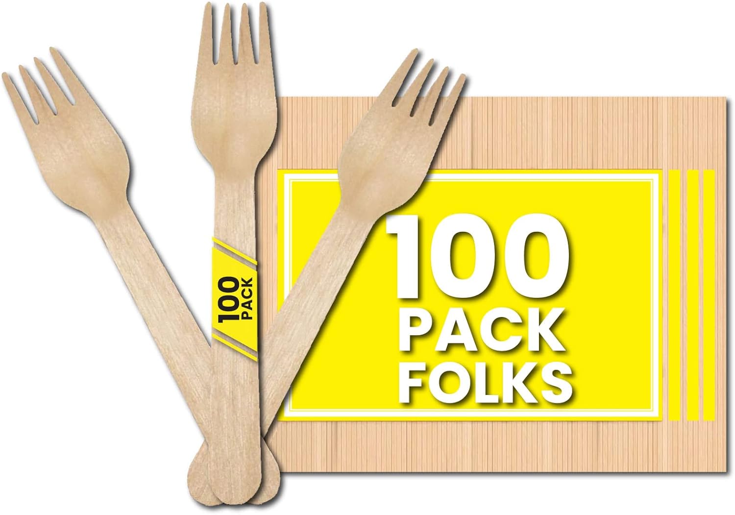 Zuvo Disposable Wooden Forks 100-Pack Eco-Friendly Birch