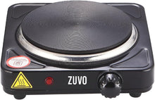 Load image into Gallery viewer, 1500W Single Hot Plate - Black Ring Stove Hob - Portable &amp; with Adjustable Thermostat - Cast Iron Heating Plate - Best for Cooking - Zuvo
