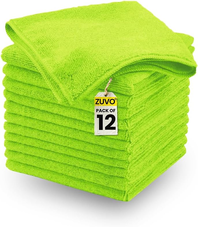 Zuvo Microfibre Cloth Pack of 12 Green 32x32cm