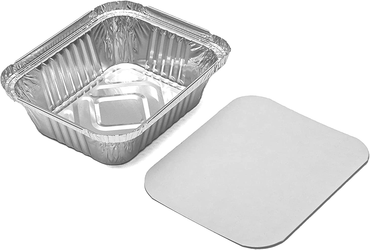 Zuvo 50 Pack Aluminium Foil Food Containers with Lids 12x8x4cm