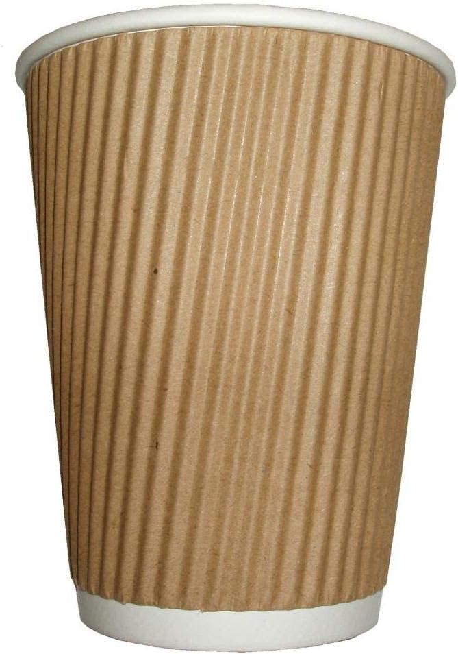 Zuvo Ripple Paper Cups 12oz 100-Pack Brown, 3-Ply Insulated
