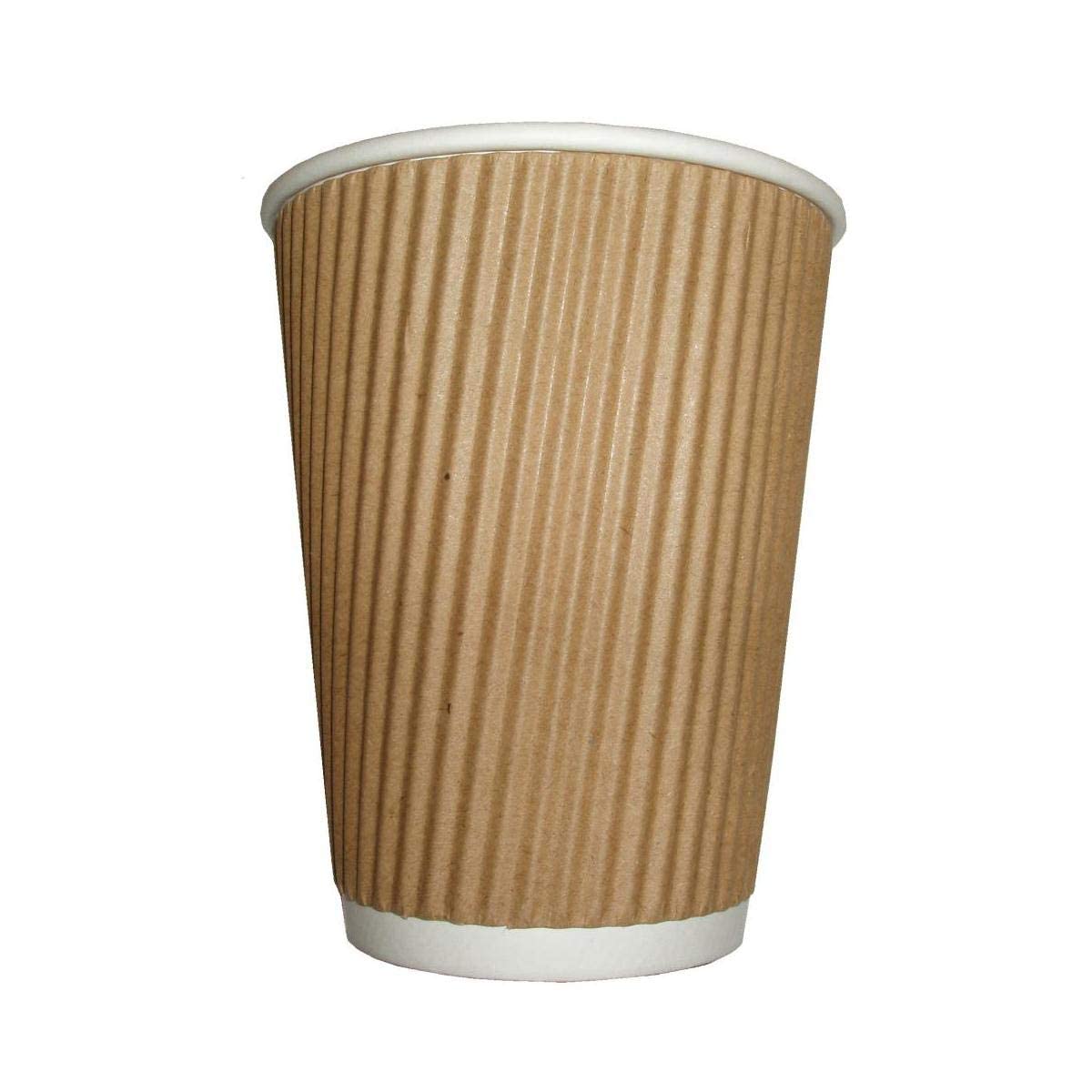 Zuvo Coffee Cups 16 OZ - NO Lids - 100 Disposable Brown Ripple Coffee Cups - Ideal for Takeaways