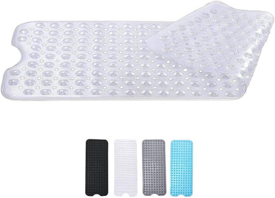 Zuvo Extra Long Non-Slip Bath Mat 100x40cm – Clear, Anti-Mould