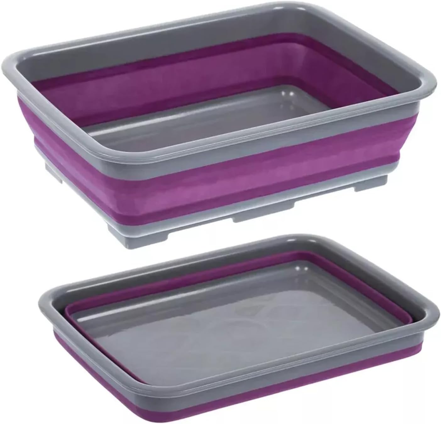 Zuvo Collapsible Washing Up Bowl 10L Foldable Sink Basin Purple Grey