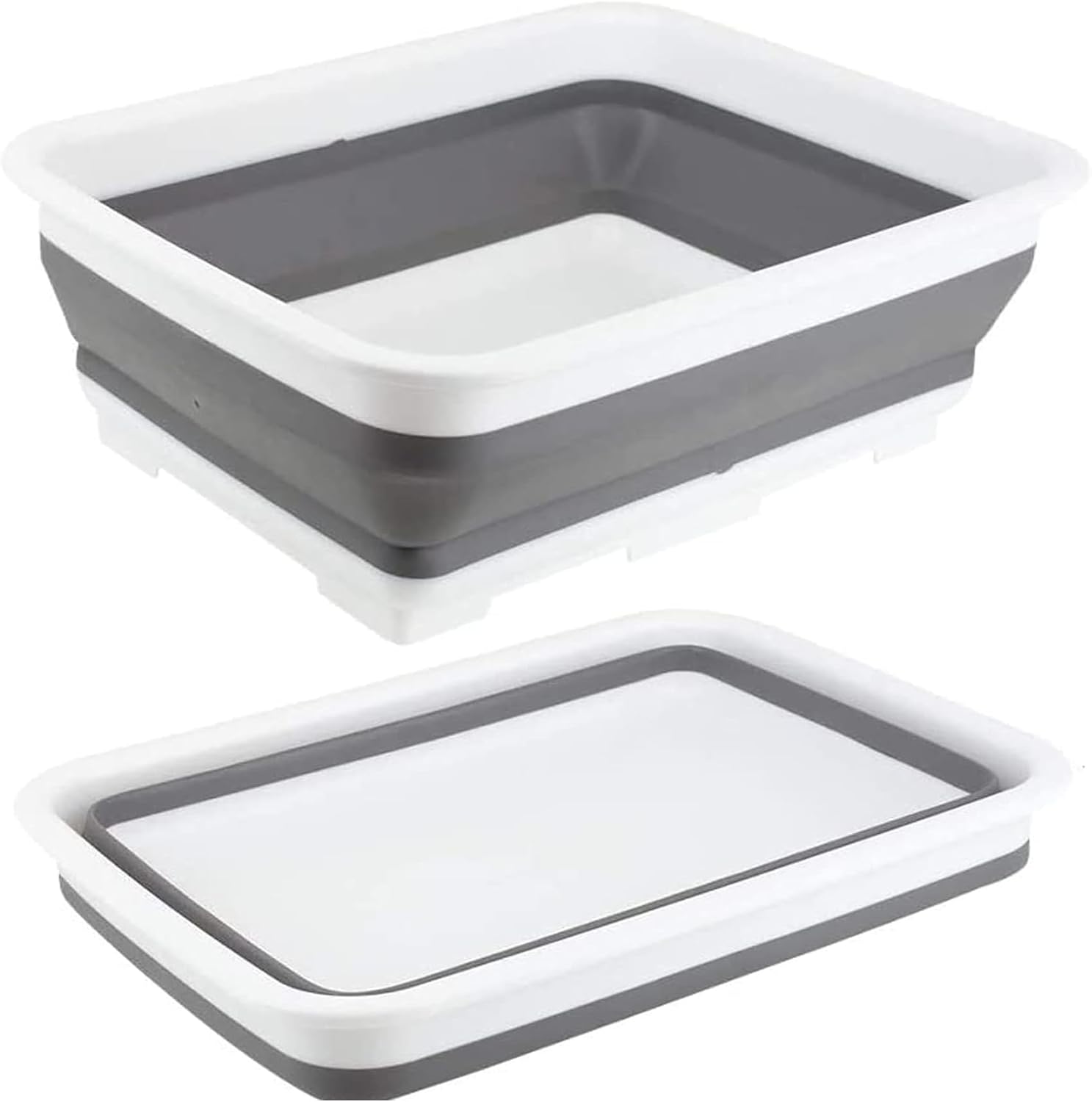 Zuvo Collapsible Washing Up Bowl 10L Foldable Sink Basin Grey White