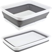 Zuvo Collapsible Washing Up Bowl 10L Foldable Sink Basin Grey White