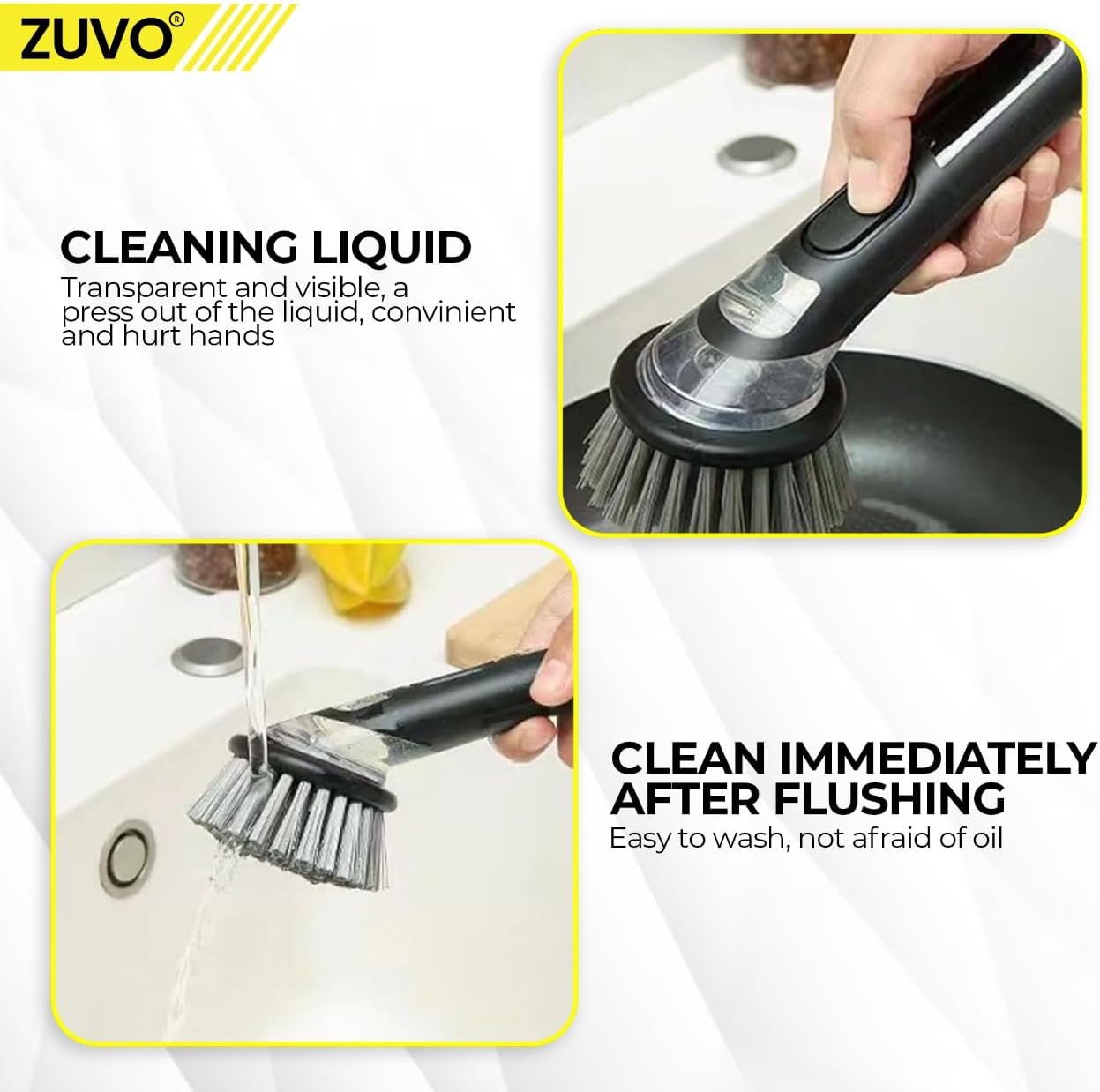 Zuvo Soap Dispensing Scrubbing Brush Durable Kitchen Dish Cleaning Tool