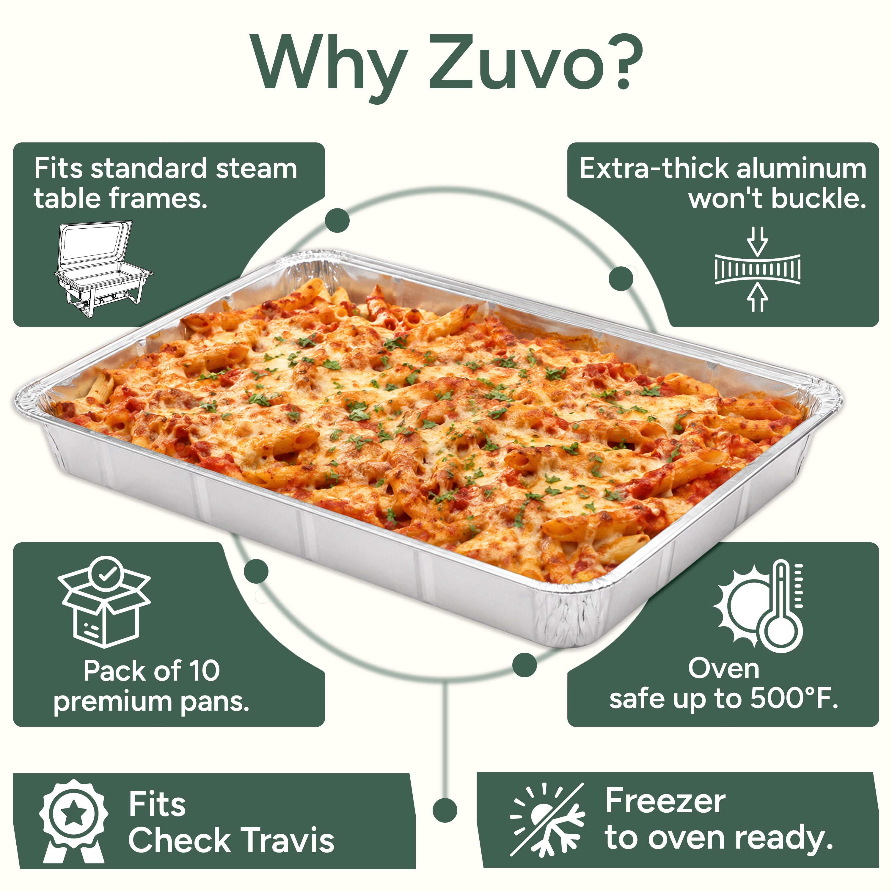 Zuvo Aluminium Foil Baking Trays 10 Pack 32x20x3.3cm Oven Cooking Trays