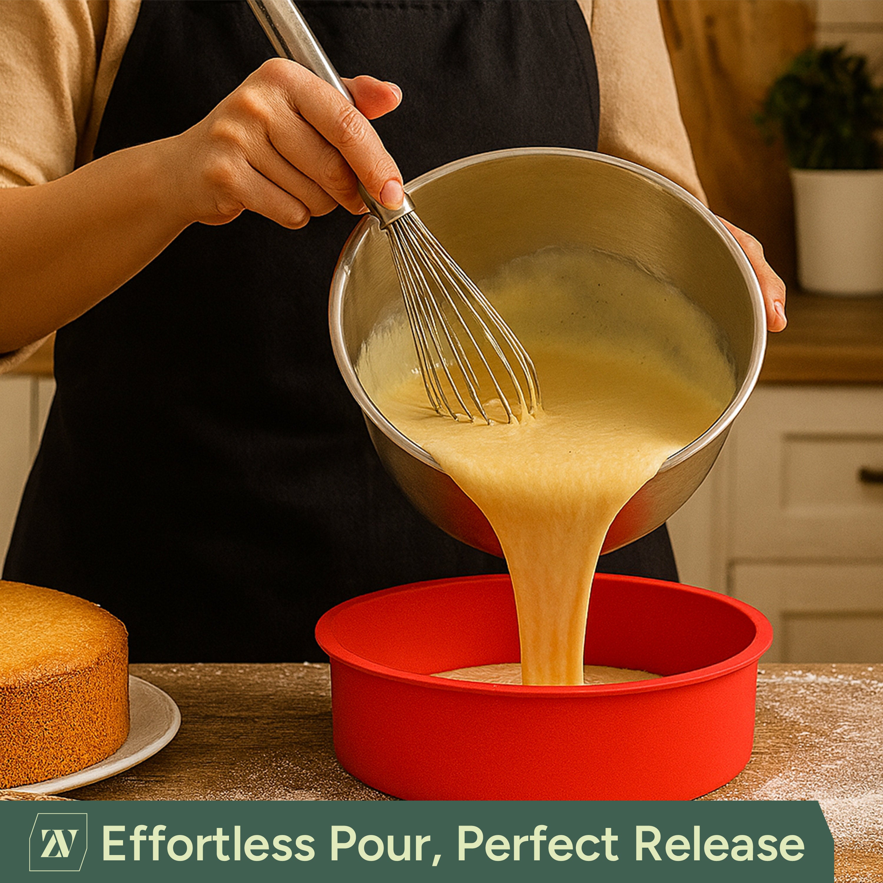 Zuvo - Silicone Cake Tins (2 Pack)– 8 Inch Round Cake Moulds for Baking, Non-Stick Pans for Layer Cakes, Cheesecake, Sponge, Bread & Desserts – Oven, Freezer & Dishwasher Safe