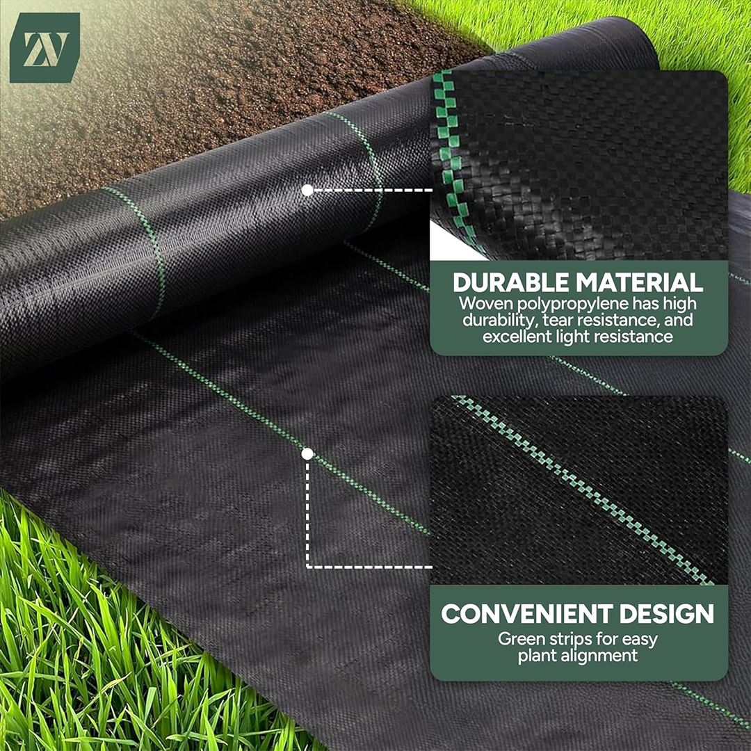 Zuvo Weed Membrane (2M X 50M) Heavy Duty Weed Control Fabric 110 GSM UV Stabilised Landscape Sheet For Patios and Garden
