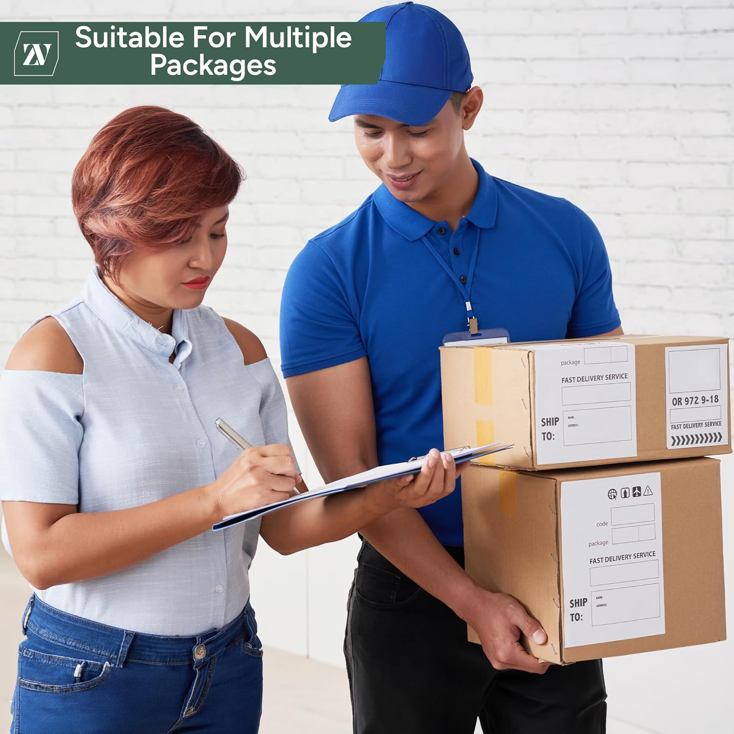 Zuvo 6x4 Thermal Shipping Labels | Direct Thermal Printer Labels 500 Pack | Self Adhesive Fanfold Paper