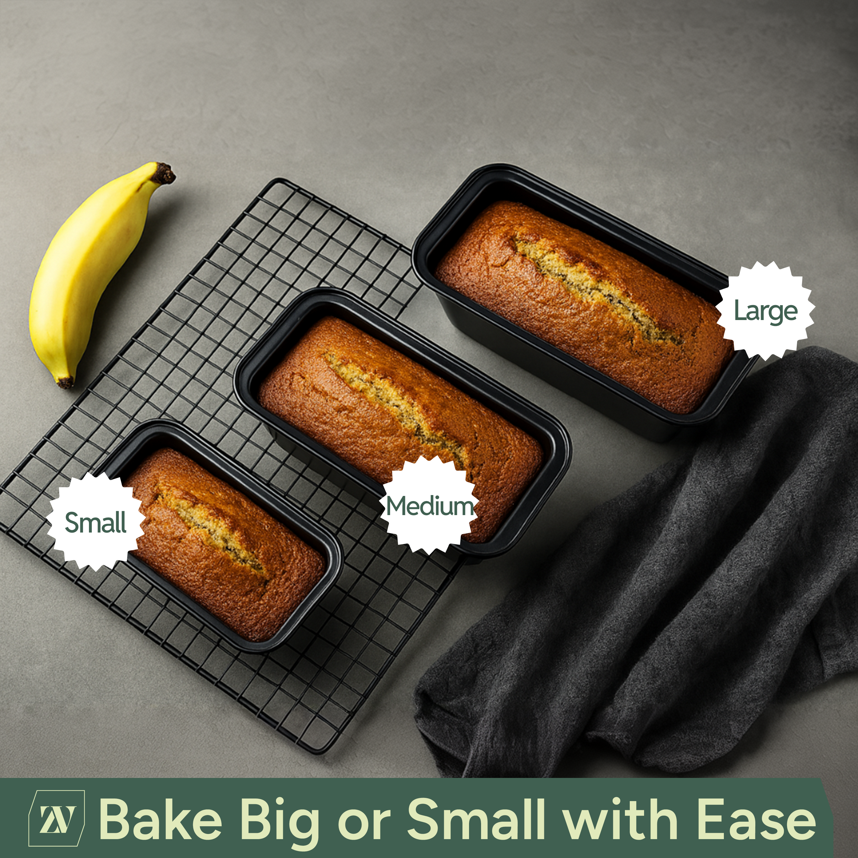 Zuvo Non Stick Loaf Tins 2lb 900g Carbon Steel Bread Cake Baking Pans