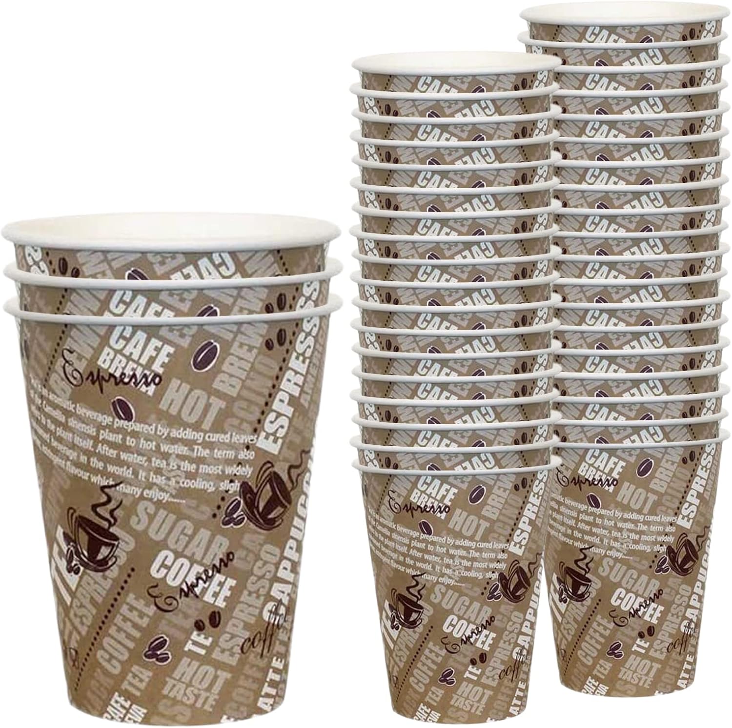 Zuvo Paper Coffee Cups 8oz - (50 Pack) - Printed Paper Cups for Hot & Cold Drinks - Eco Friendly Disposable Cups - 228ml