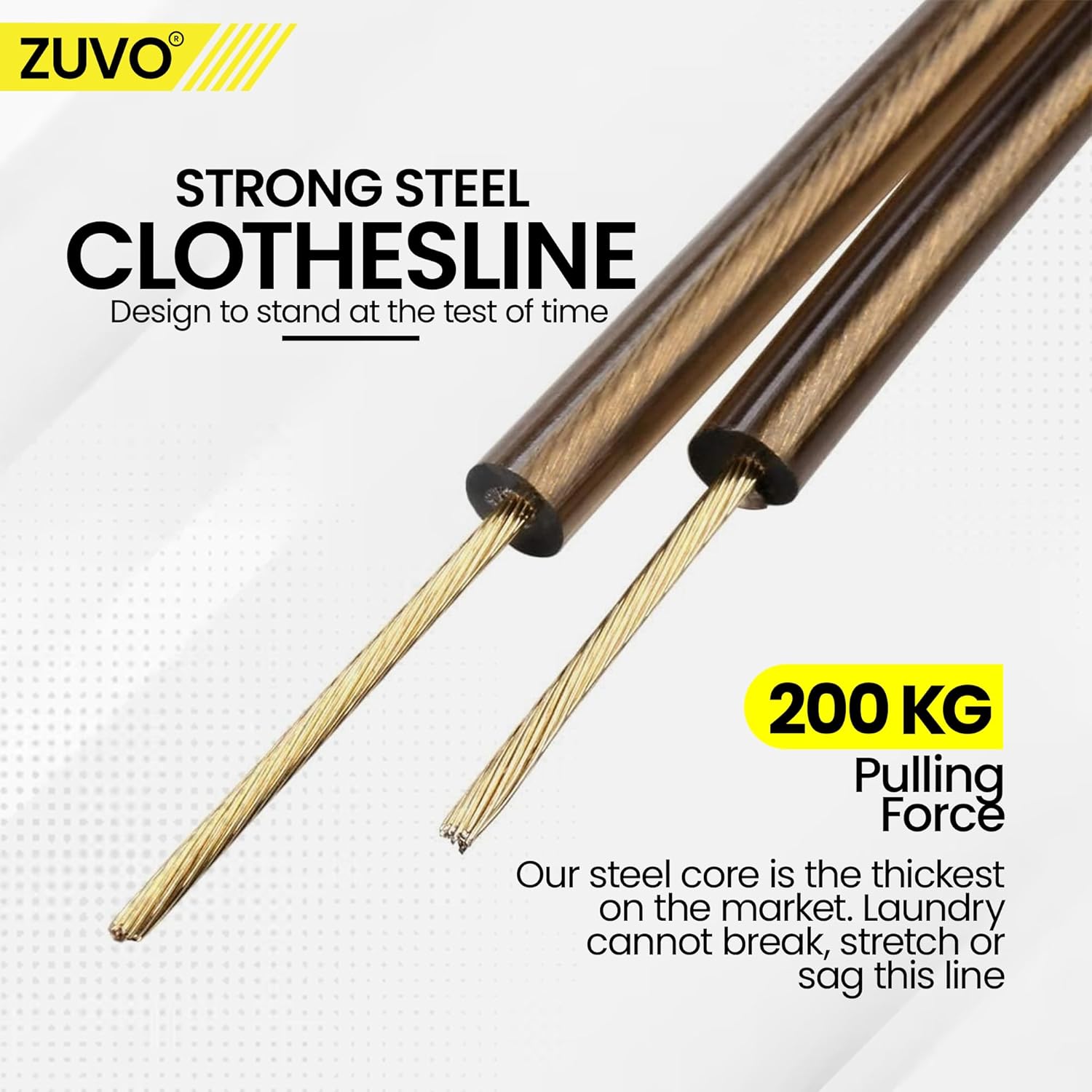 50M Outdoor Retractable Washing Line - Durable Polyester Washing Line Rope for Laundry - Garden Clothes Lines for Outside with Nylon Rope - Premium Quality by Zuvo