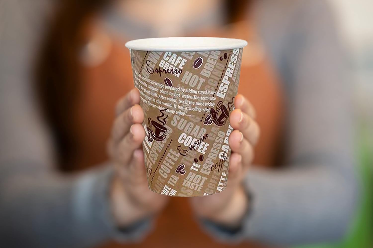 Zuvo Paper Coffee Cups 8oz - (50 Pack) - Printed Paper Cups for Hot & Cold Drinks - Eco Friendly Disposable Cups - 228ml