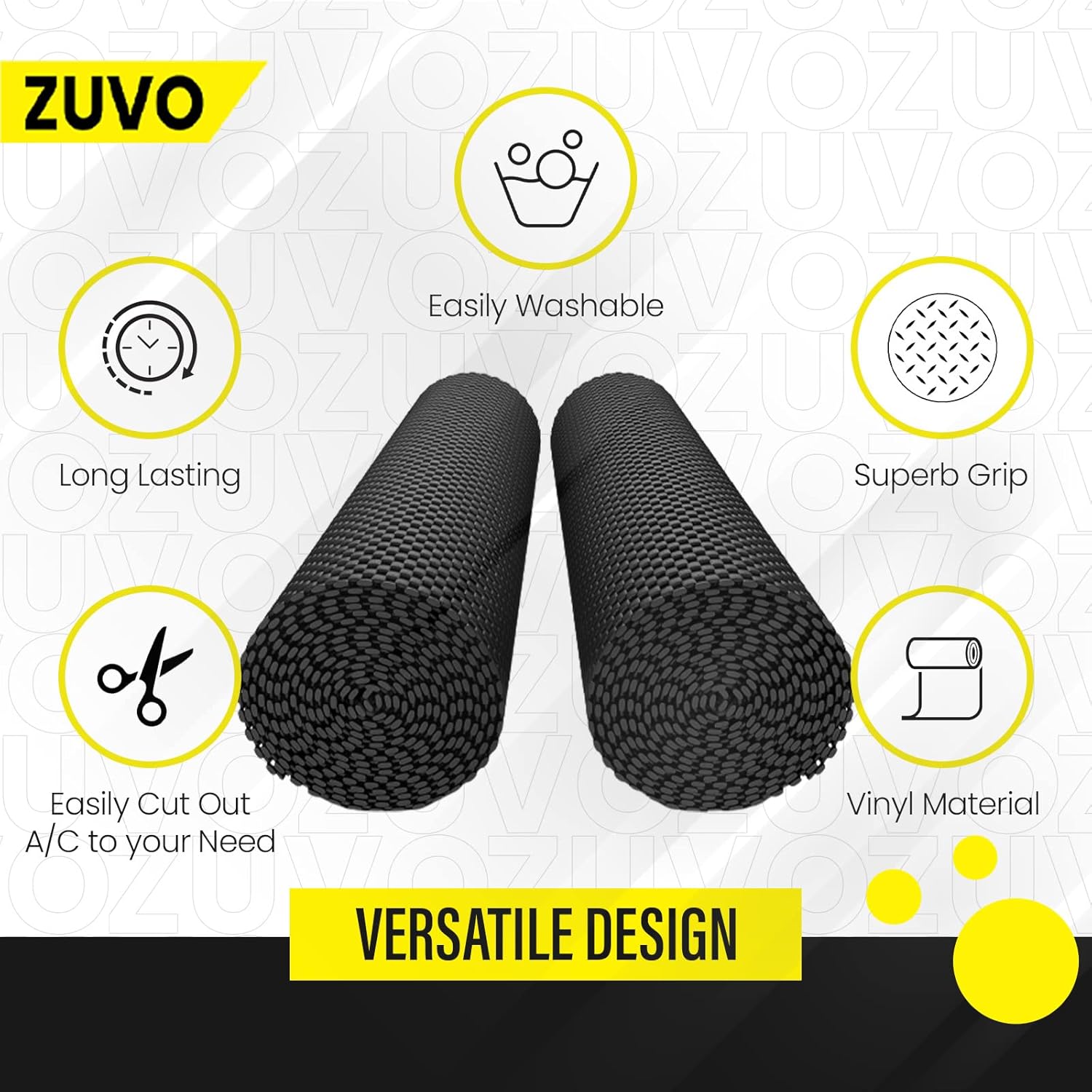 Zuvo Non Slip Mat 30x120cm Pack of 2 Rug Pad Gripper Anti Slip Black