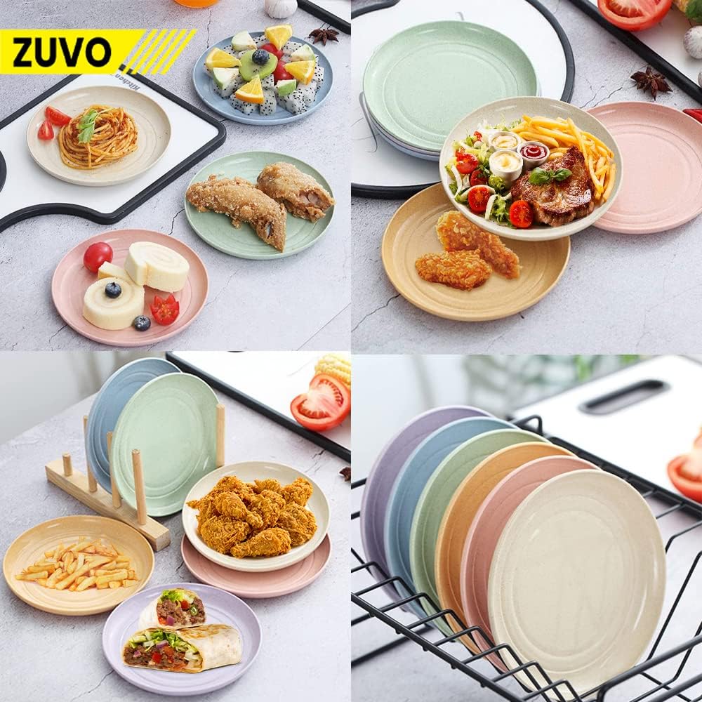 Zuvo Reusable Plastic Plates Set of 6 – 6 Inch Microwave & Dishwasher Safe