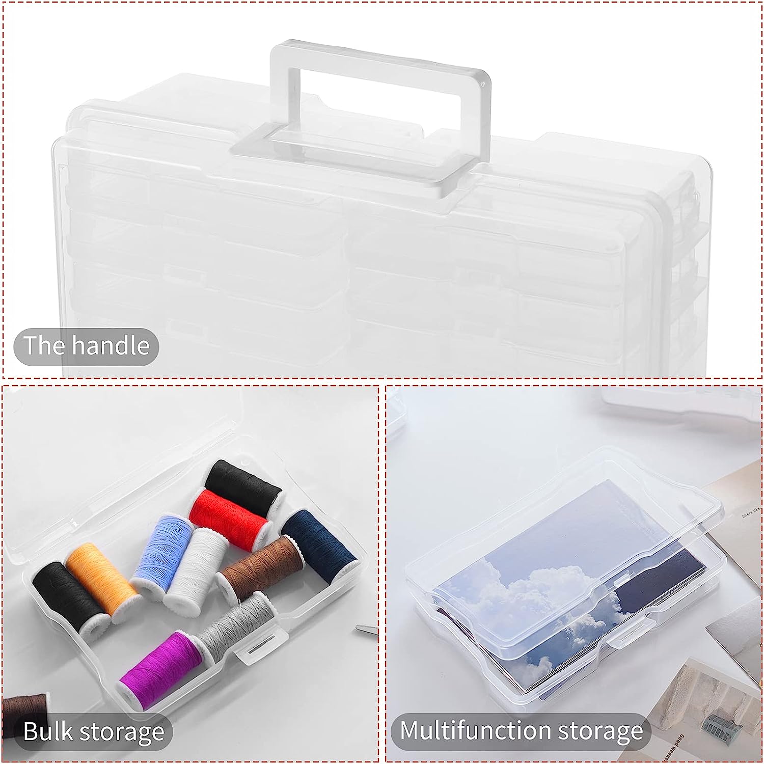 Zuvo Plastic Photo Storage Box With 16 Cases and Removable Dividers for Organizing Photographs, Stamps, Stationery, Jewellery, Seed, Toys, Arts and Craft