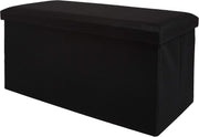 Zuvo Ottoman Storage Box Foldable Fabric Stool Chair 76x38x38cm Black