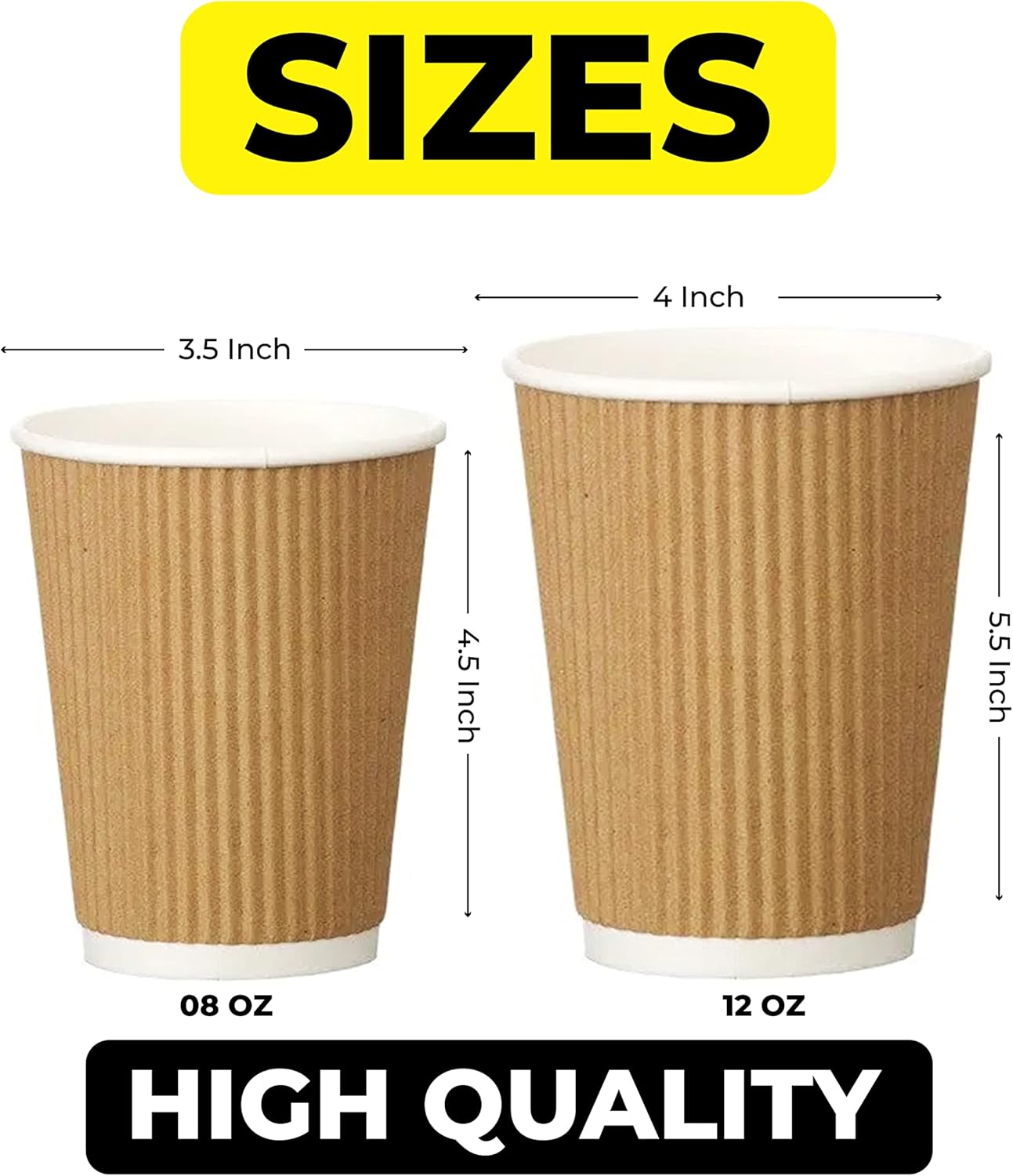 Zuvo 12oz Brown Ripple Coffee Cups Pack of 30 Takeaway Paper Cups