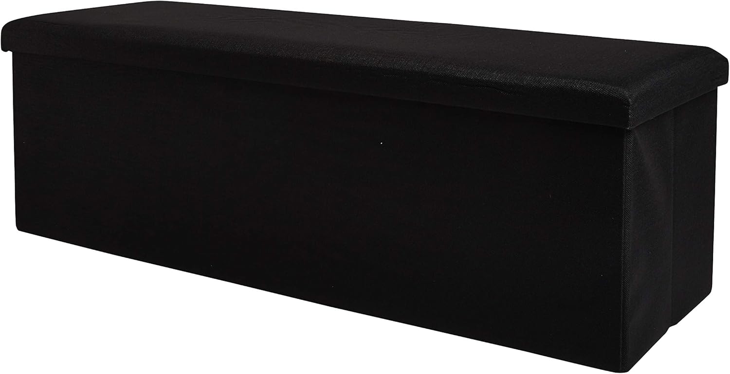 Zuvo Ottoman Storage Box 110x38x38cm Foldable Fabric Stool Chair Black