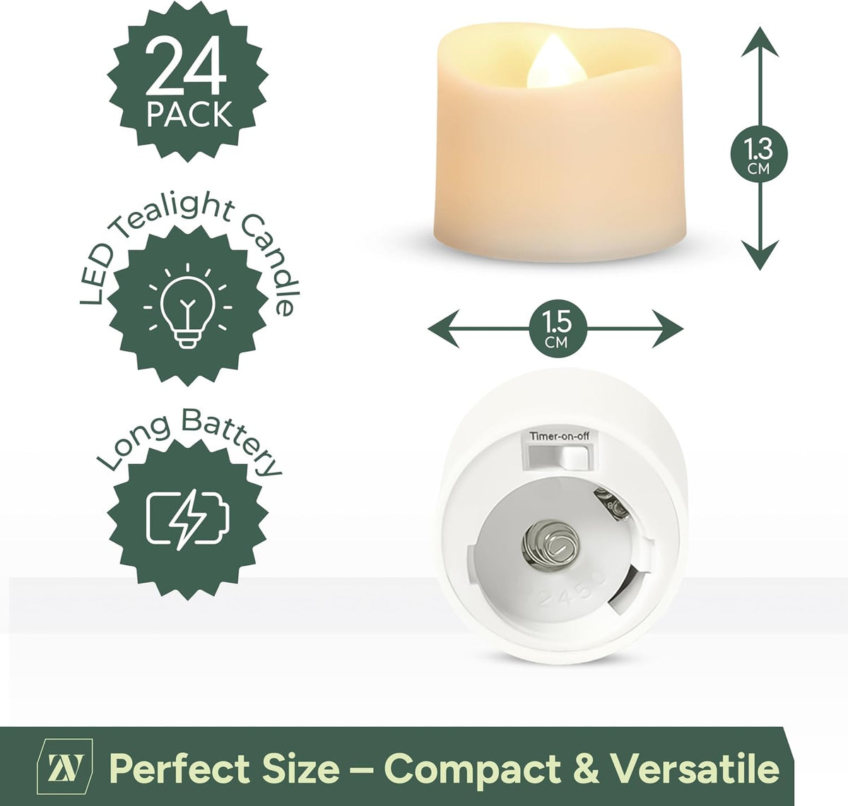 Battery Tea Light Candles 24 Pack Warm White Flickering LED Flameless